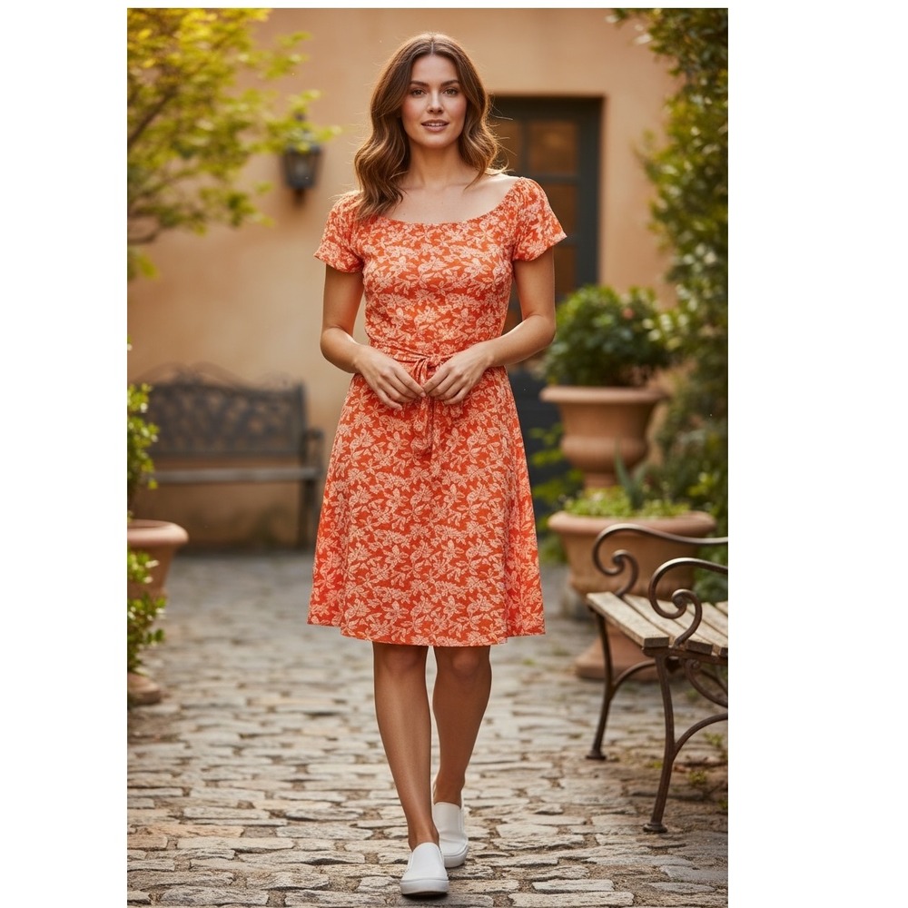 Stitch Fix Kaileigh Rebecca Floral Dress with Flutter Sleeves‎ Coral XLP